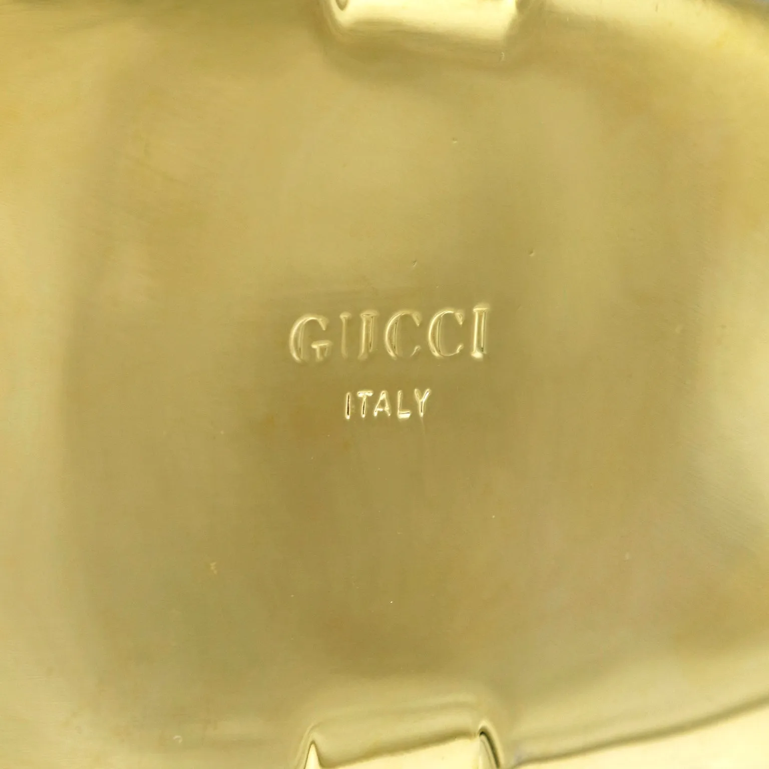 1980s Gucci Gold Plated Box w Red & Green Signature Stripe