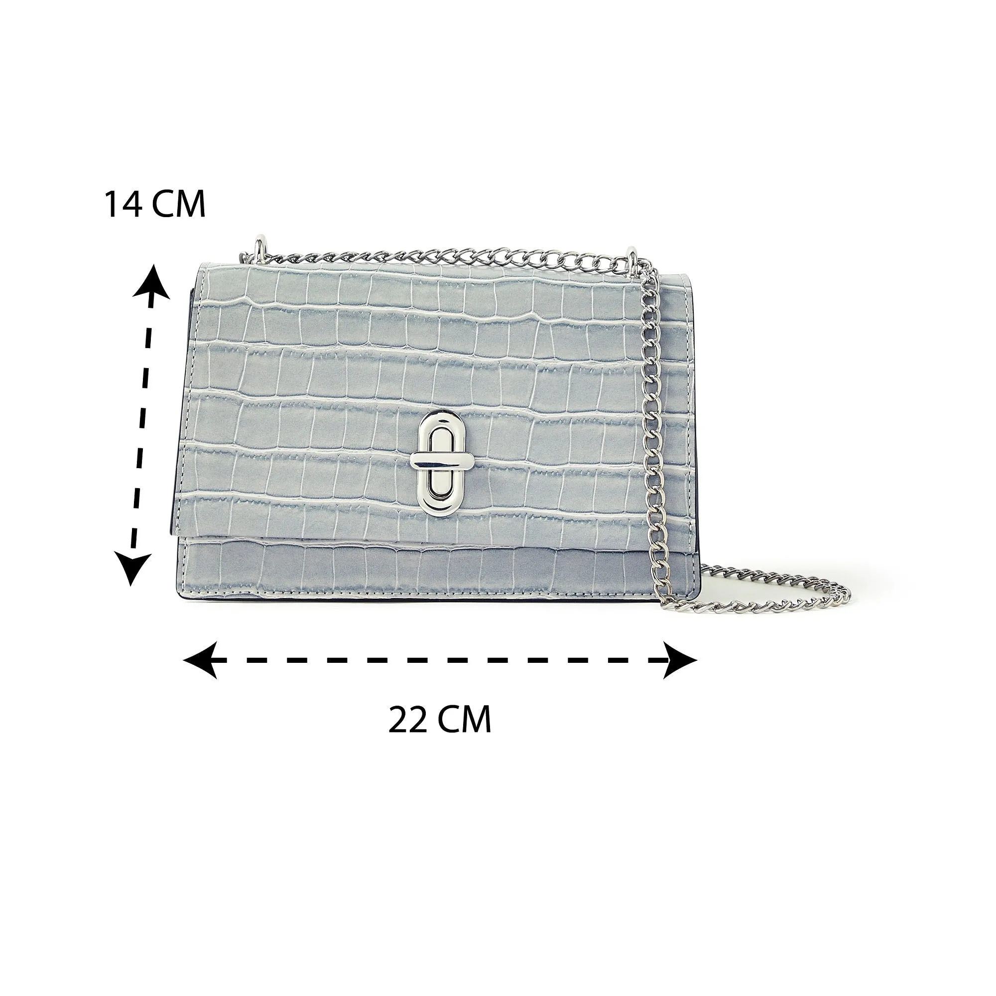 Accessorize London Women's Faux Leather Grey Croc lock shoulder Sling Bag