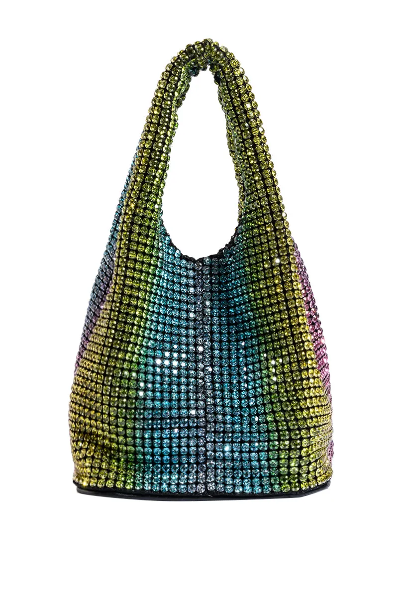 ALL YOU NEED IS LOVE RHINESTONE BUCKET BAG