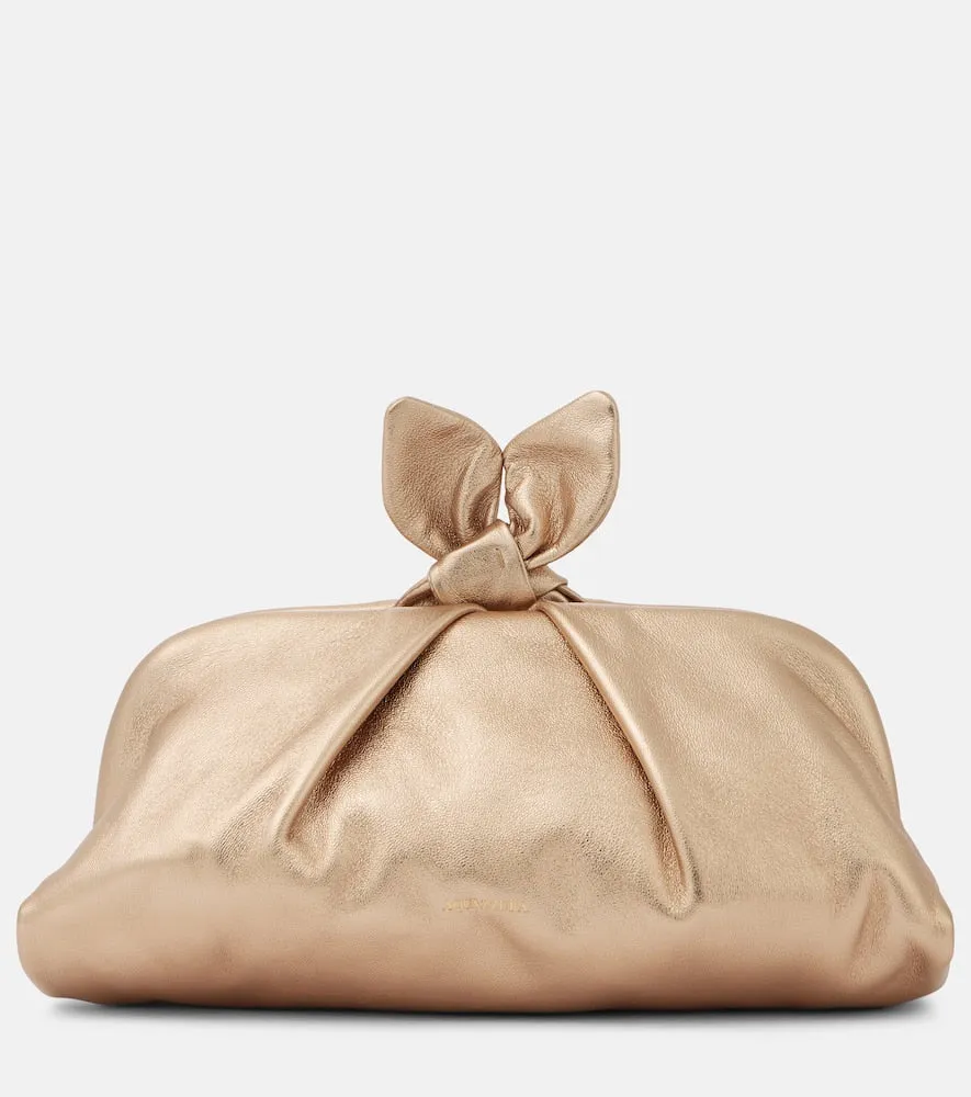 Aquazzura Bow Tie metallic leather clutch