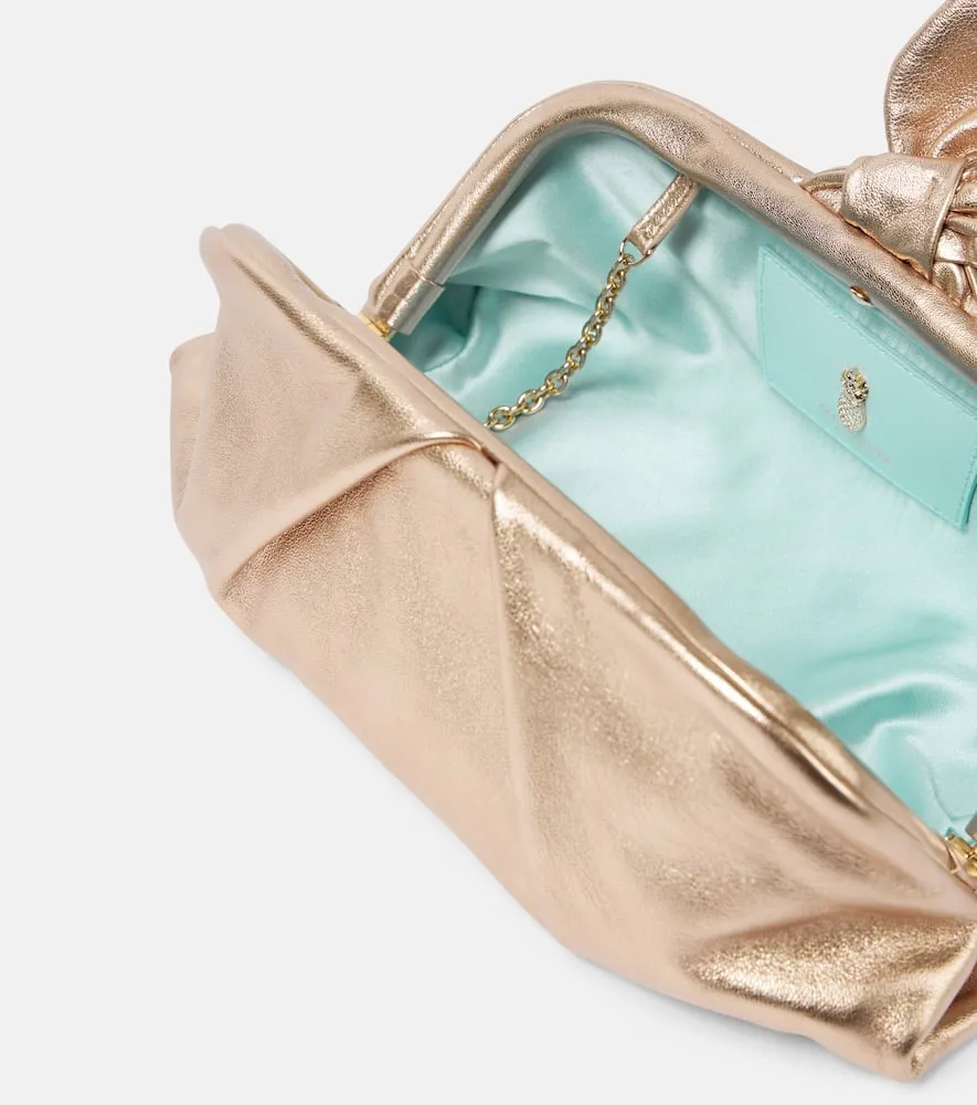 Aquazzura Bow Tie metallic leather clutch