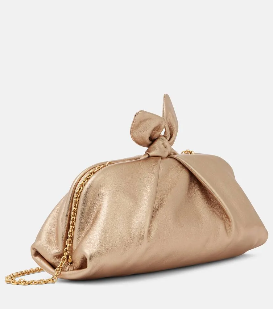 Aquazzura Bow Tie metallic leather clutch