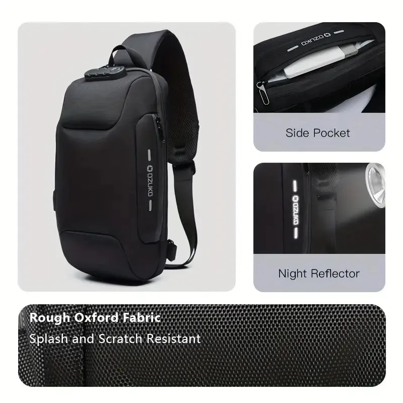 Bags  OZUKO Men's Anti-Theft Chest Bag With Password Lock