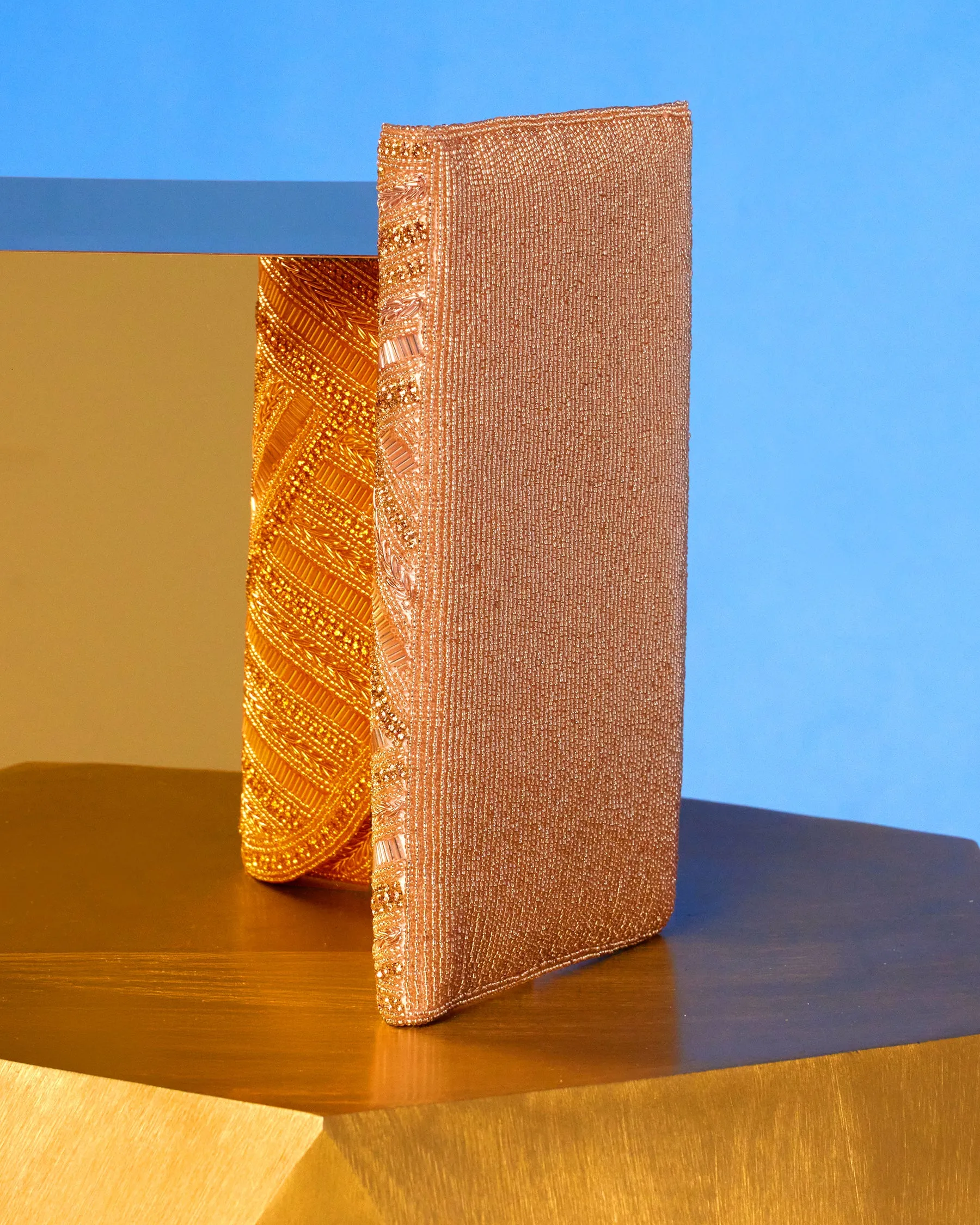 Betty Clutch in Beaded Apricot Pink
