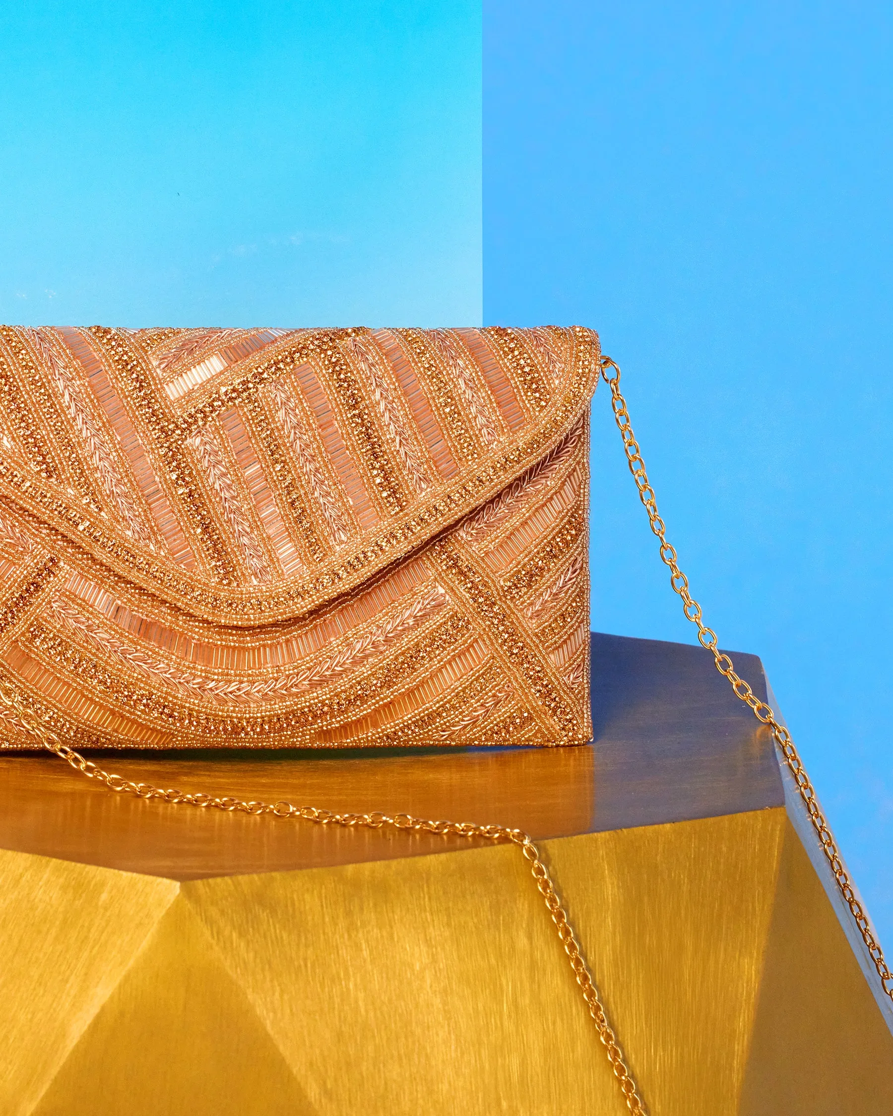 Betty Clutch in Beaded Apricot Pink