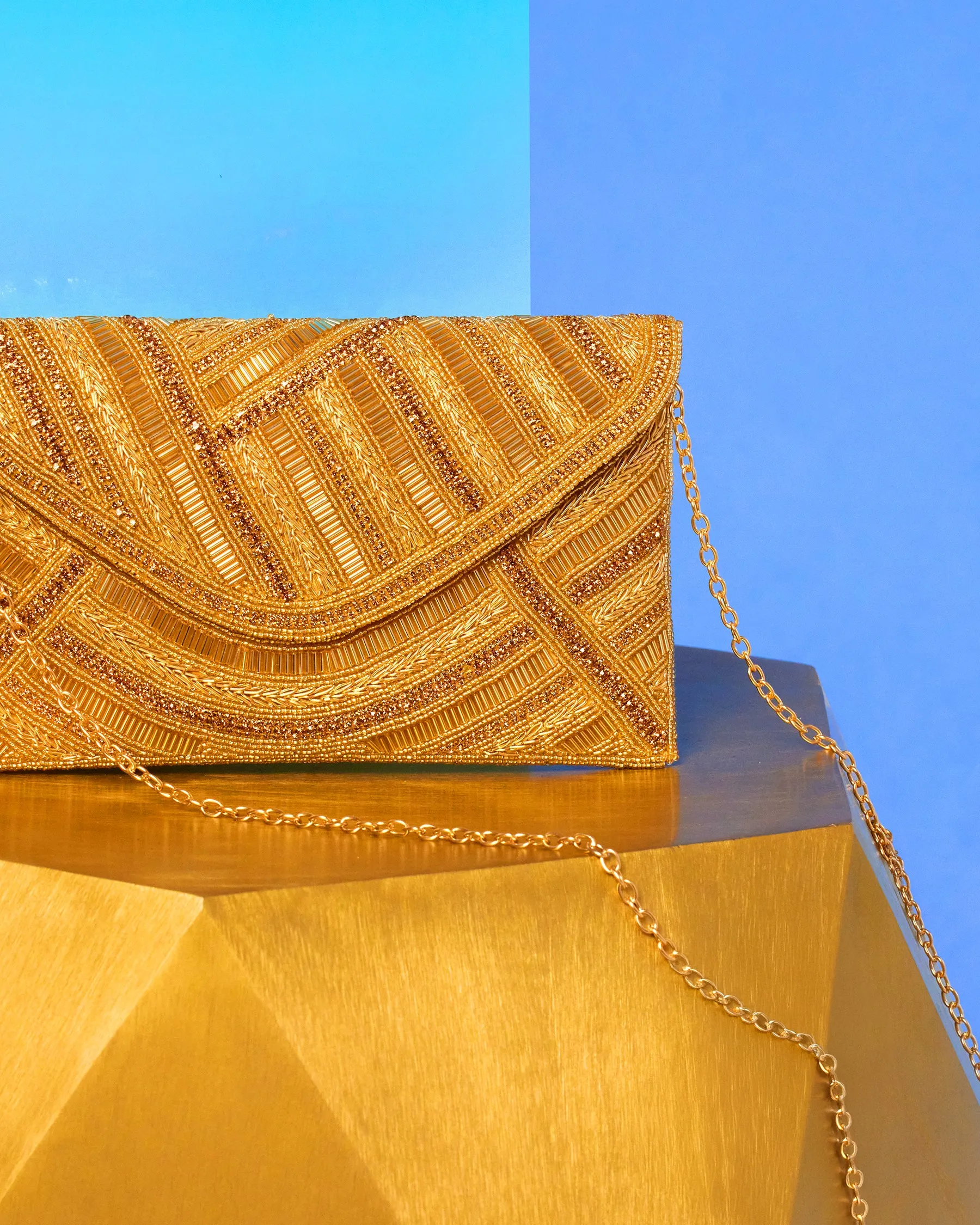 Betty Clutch in Beaded Gold