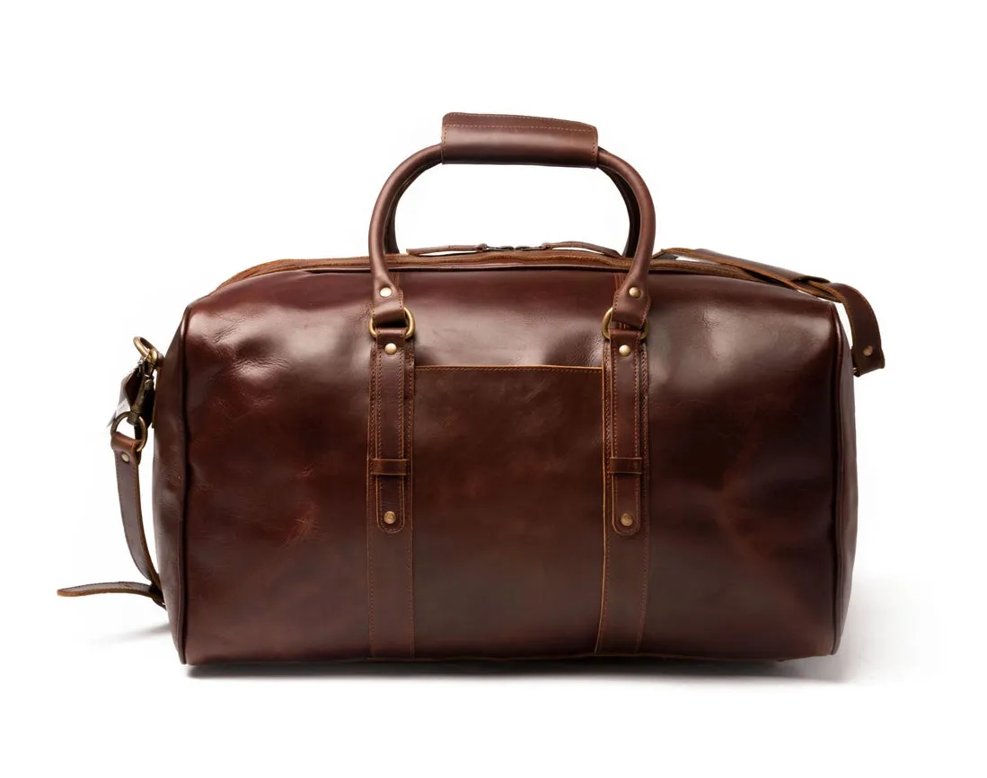 Big Mouth 40L Leather Duffle - Airline Friendly Travel Bag Antique Brown