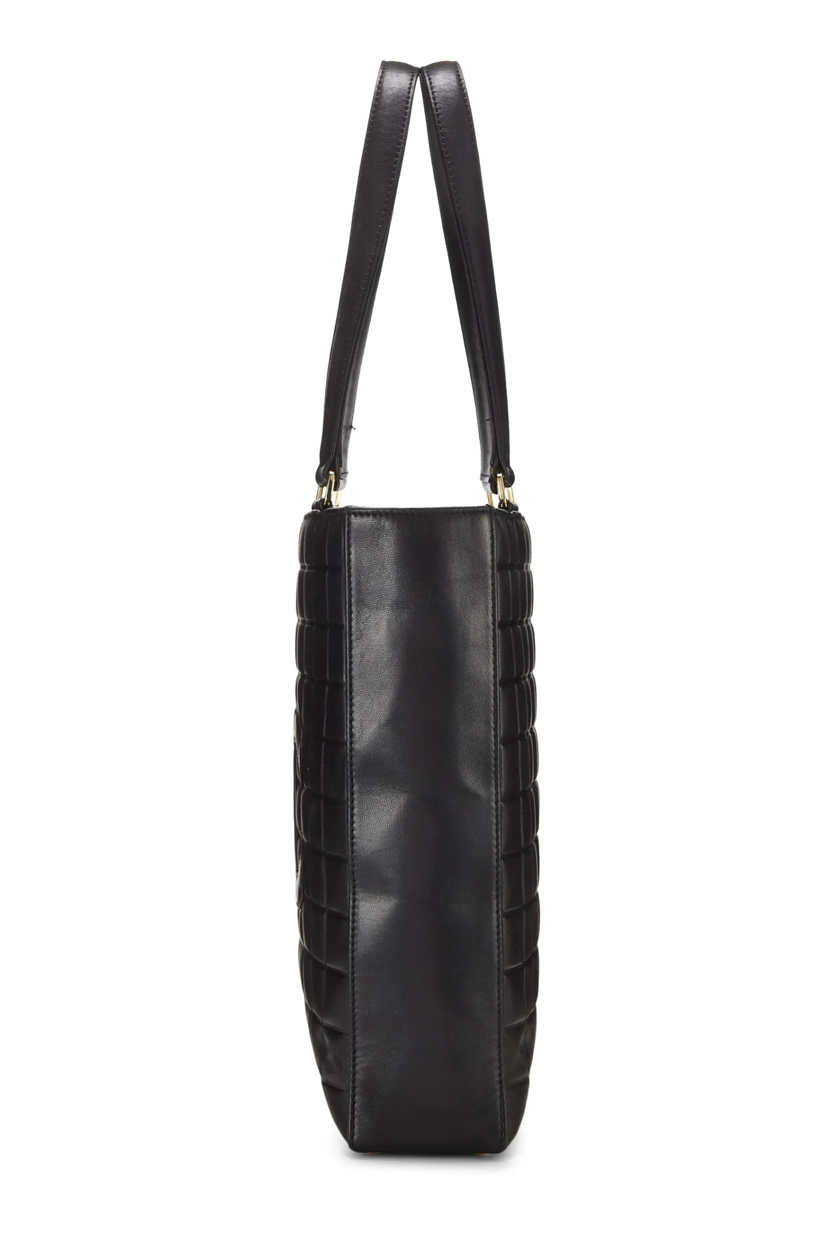 Chanel,  Black Lambskin Chocolate Bar Tote, Black