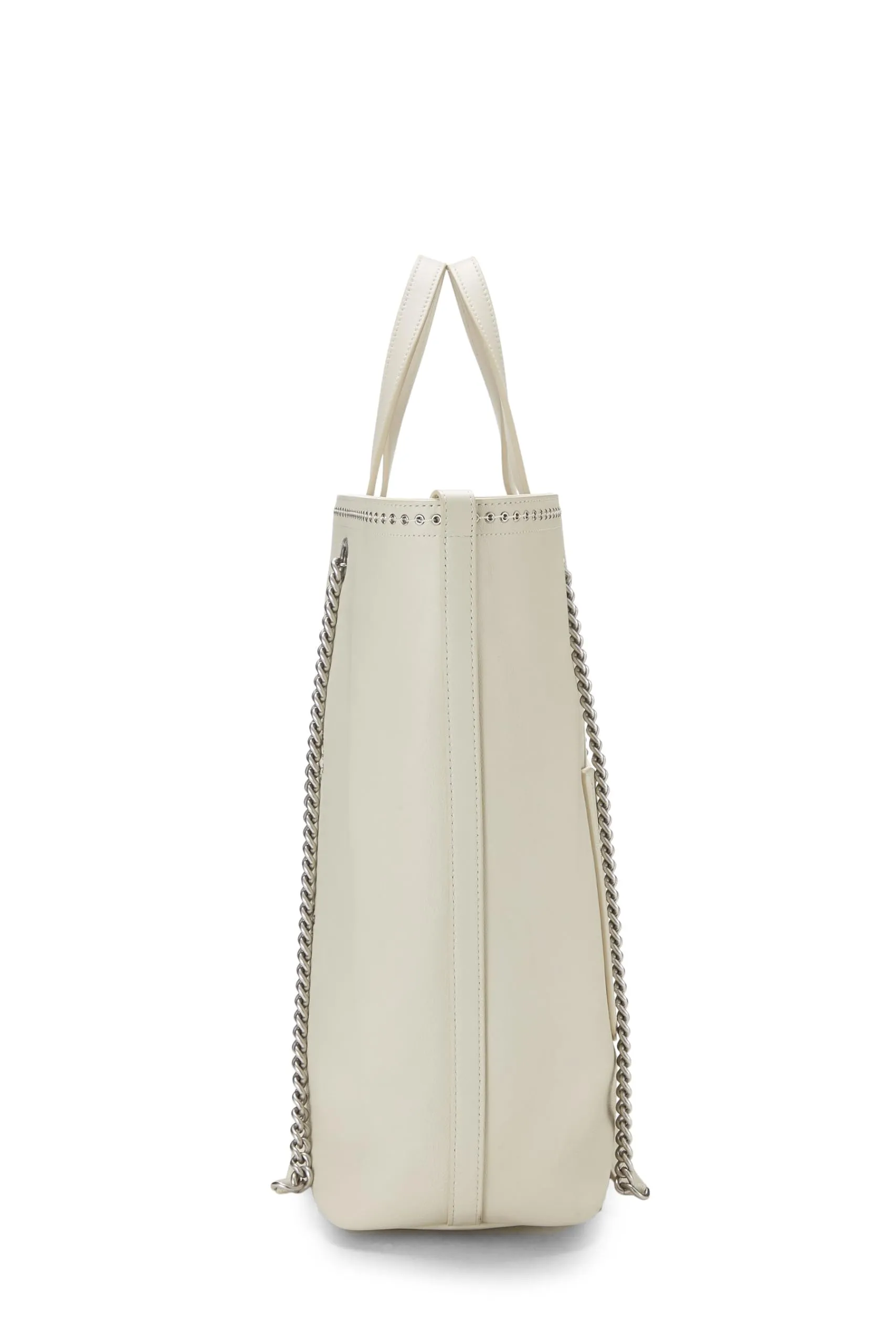 Chanel,  White Calfskin Coco Eyelet Shopping Tote Large, White