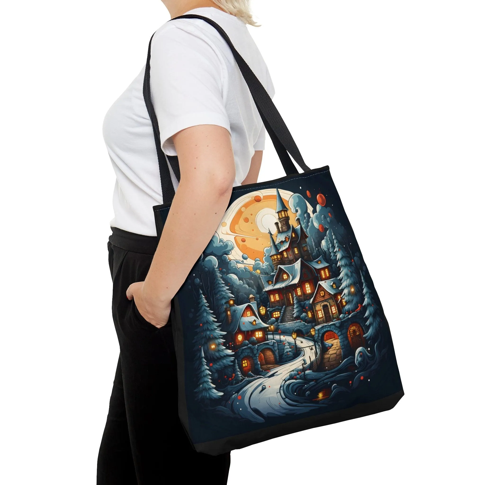 Christmas Bag Cute Christmas Bag  - Aesthetic Bag, Christmas Village Bag, Mom Bag Canvas Bag Christmas Tote Bag Gift