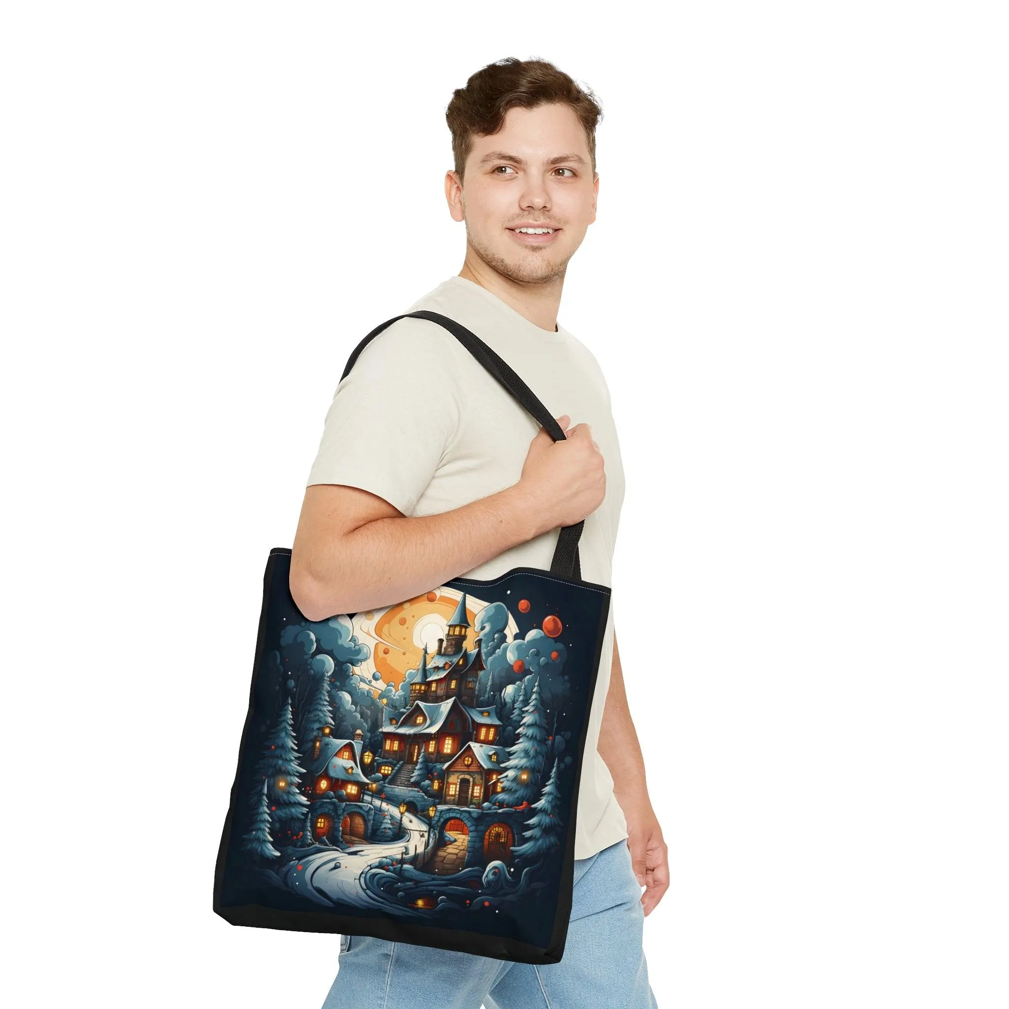 Christmas Bag Cute Christmas Bag  - Aesthetic Bag, Christmas Village Bag, Mom Bag Canvas Bag Christmas Tote Bag Gift