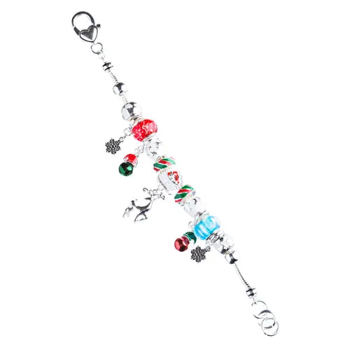 Christmas Jewelry Beautiful Glass Beads Colorful Charm Link Bracelet B489 Multi