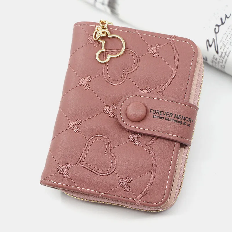 Cute Embroidery Wallet With Coin Purse