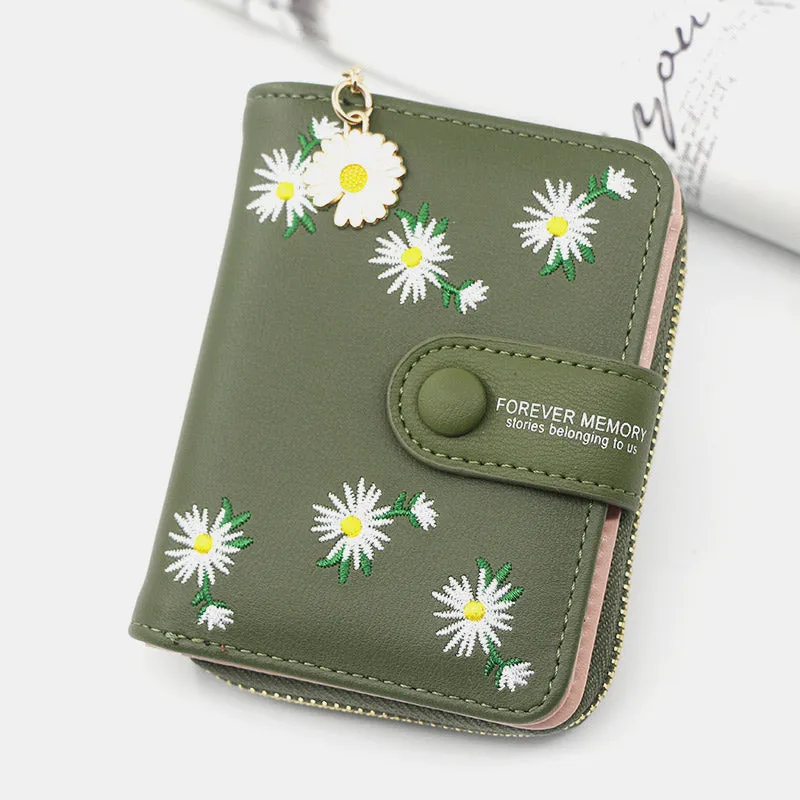 Cute Embroidery Wallet With Coin Purse