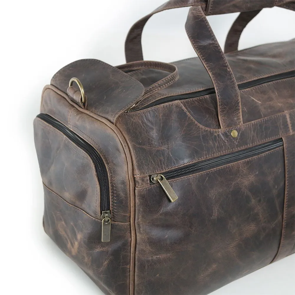 DAYTREKR DISTRESSED LEATHER CARRY-ON DUFFEL