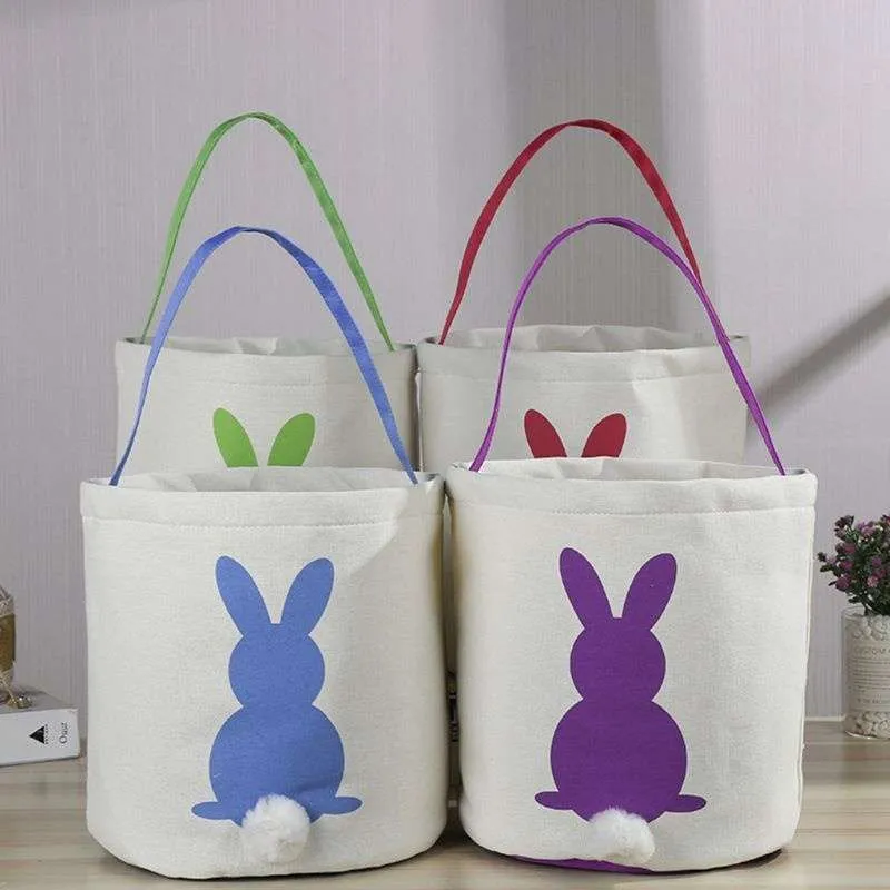 Easter Tote Bags Kids Easter Baskets Bunny Rabbit Basket Tote For Egg Hunting