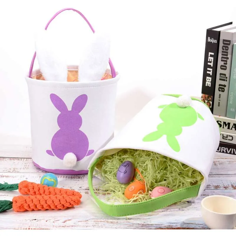 Easter Tote Bags Kids Easter Baskets Bunny Rabbit Basket Tote For Egg Hunting