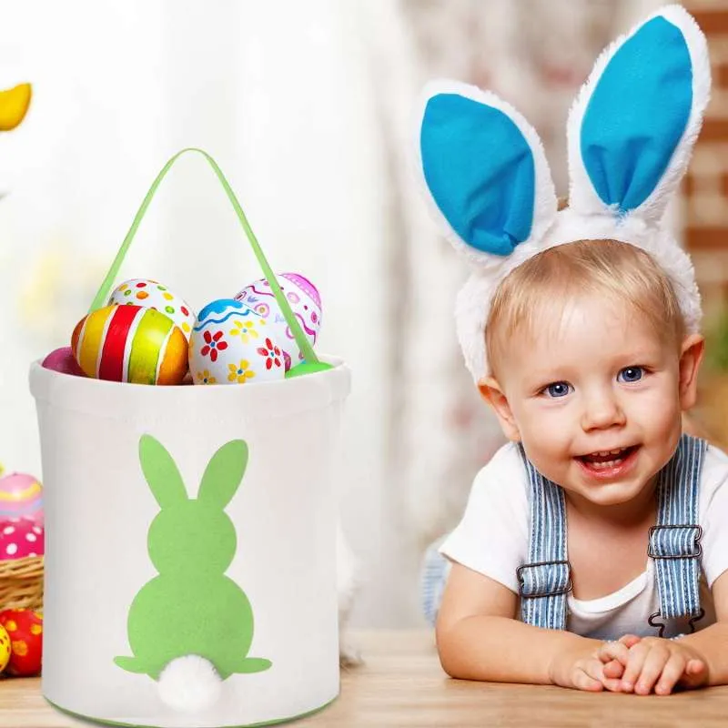 Easter Tote Bags Kids Easter Baskets Bunny Rabbit Basket Tote For Egg Hunting