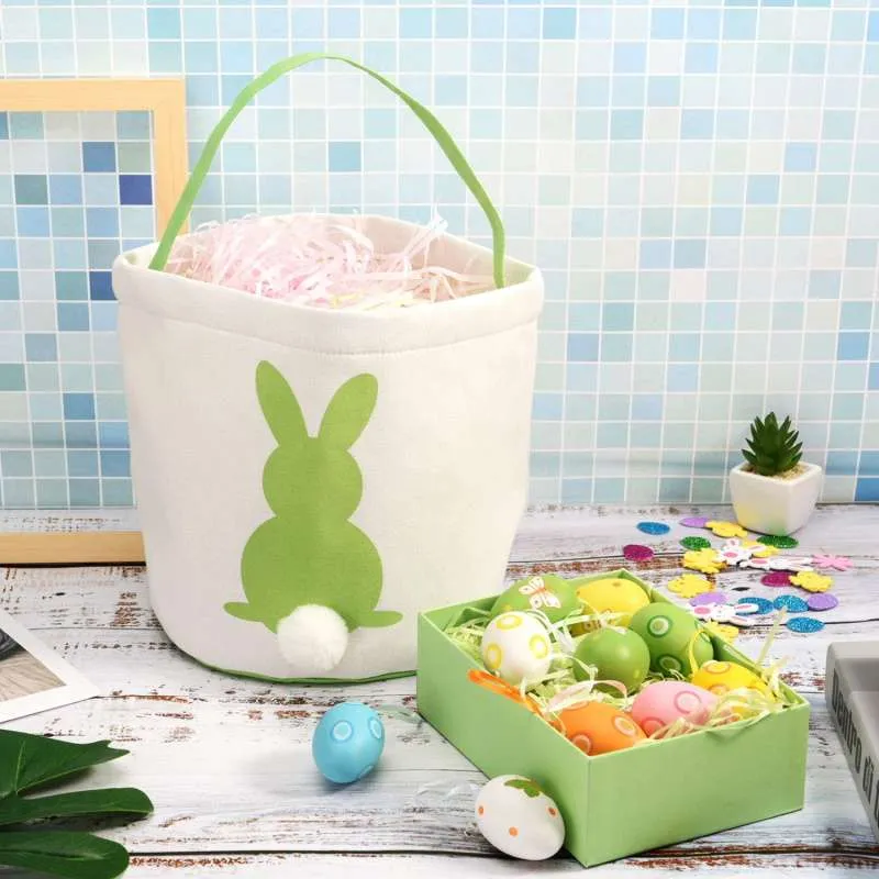 Easter Tote Bags Kids Easter Baskets Bunny Rabbit Basket Tote For Egg Hunting