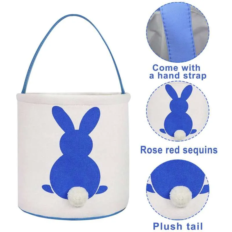 Easter Tote Bags Kids Easter Baskets Bunny Rabbit Basket Tote For Egg Hunting