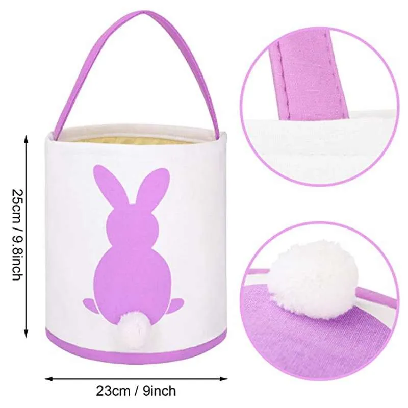 Easter Tote Bags Kids Easter Baskets Bunny Rabbit Basket Tote For Egg Hunting