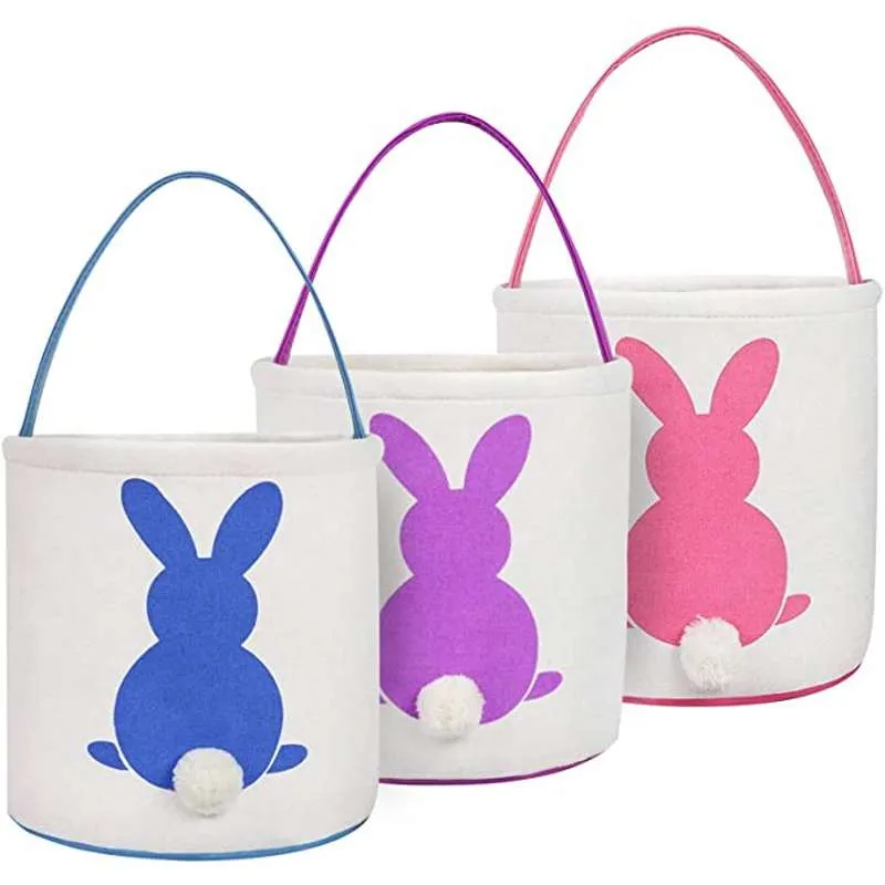 Easter Tote Bags Kids Easter Baskets Bunny Rabbit Basket Tote For Egg Hunting
