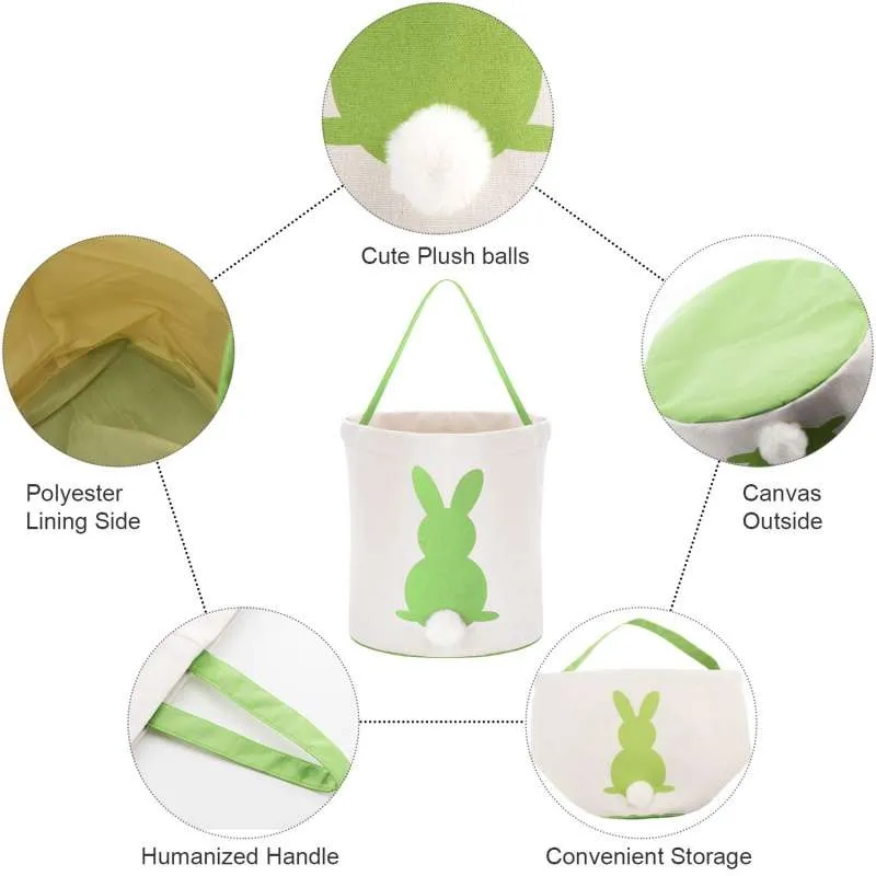 Easter Tote Bags Kids Easter Baskets Bunny Rabbit Basket Tote For Egg Hunting