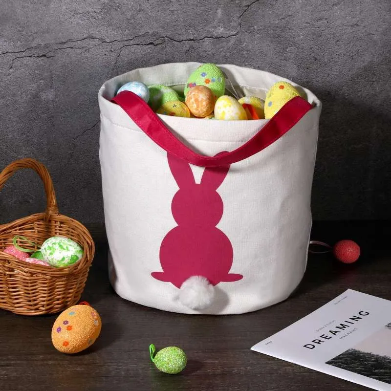 Easter Tote Bags Kids Easter Baskets Bunny Rabbit Basket Tote For Egg Hunting