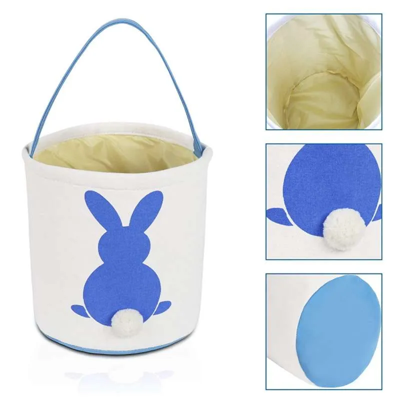 Easter Tote Bags Kids Easter Baskets Bunny Rabbit Basket Tote For Egg Hunting