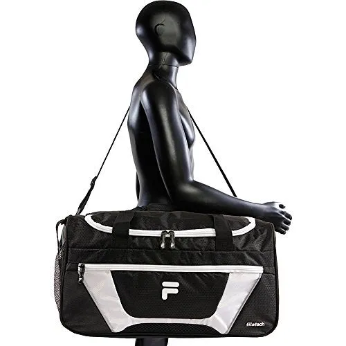 Fila Cannon 3 Small Duffel Sports Gym Bag, Black/White, One Size