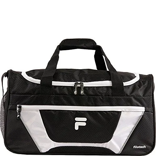 Fila Cannon 3 Small Duffel Sports Gym Bag, Black/White, One Size