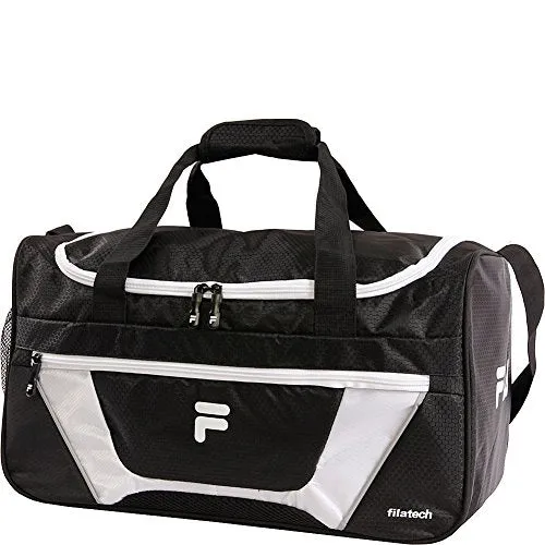 Fila Cannon 3 Small Duffel Sports Gym Bag, Black/White, One Size