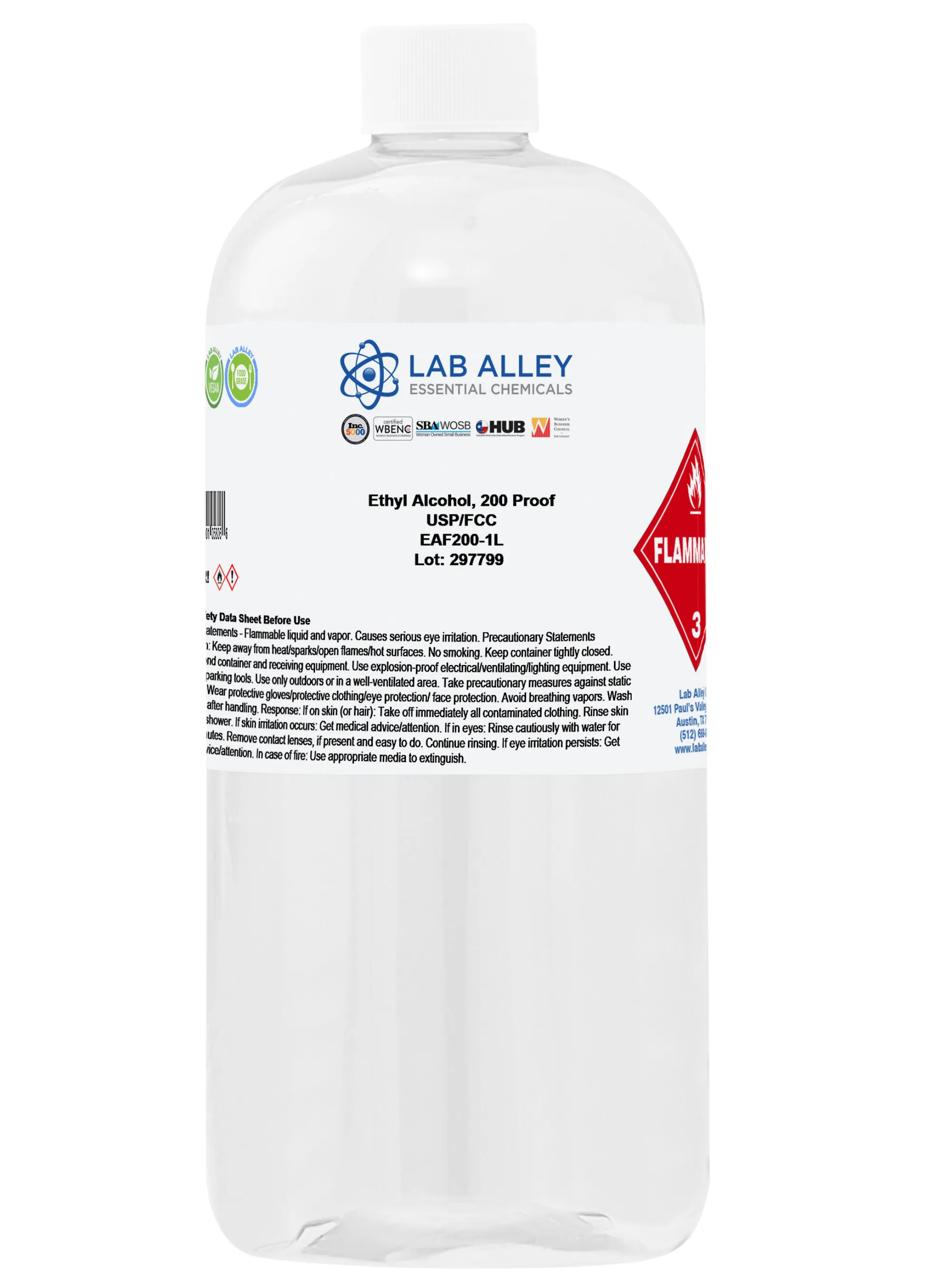 Food Grade Ethanol, 200 Proof, Kosher, Halal