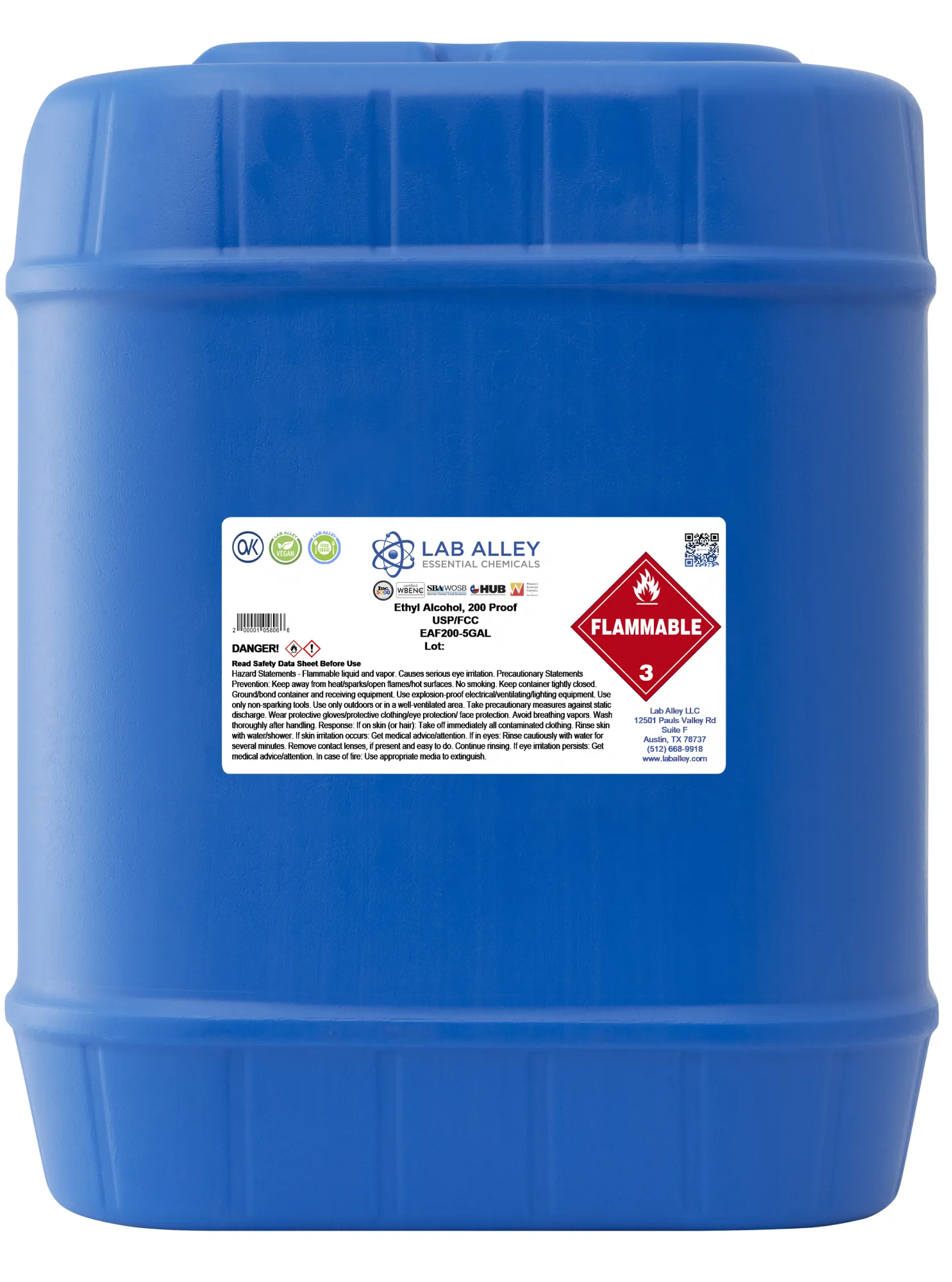 Food Grade Ethanol, 200 Proof, Kosher, Halal