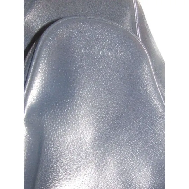 Gucci Vintage Bamboo Line Triangular Navy Blue Leather Backpack