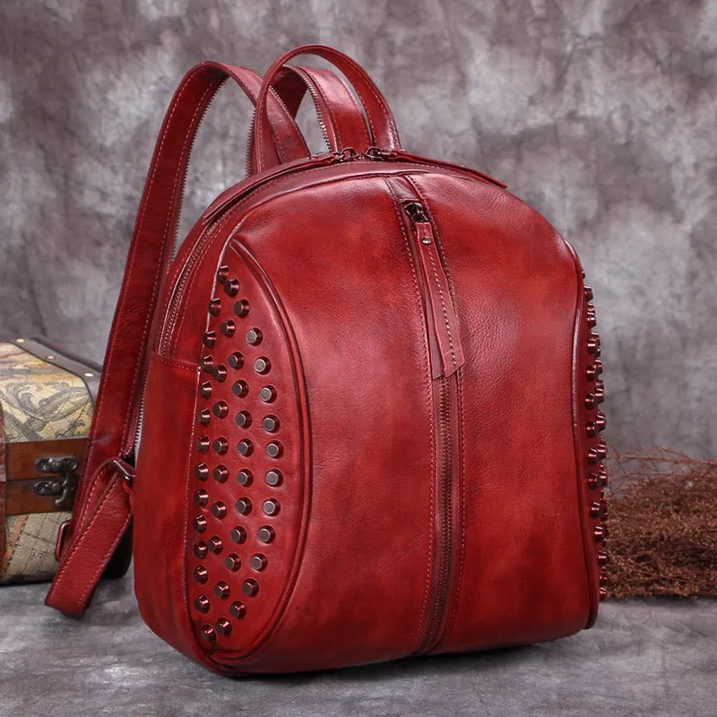 Handmade Genuine Leather Vintage Backpacks Handbag School bags Purses for Women