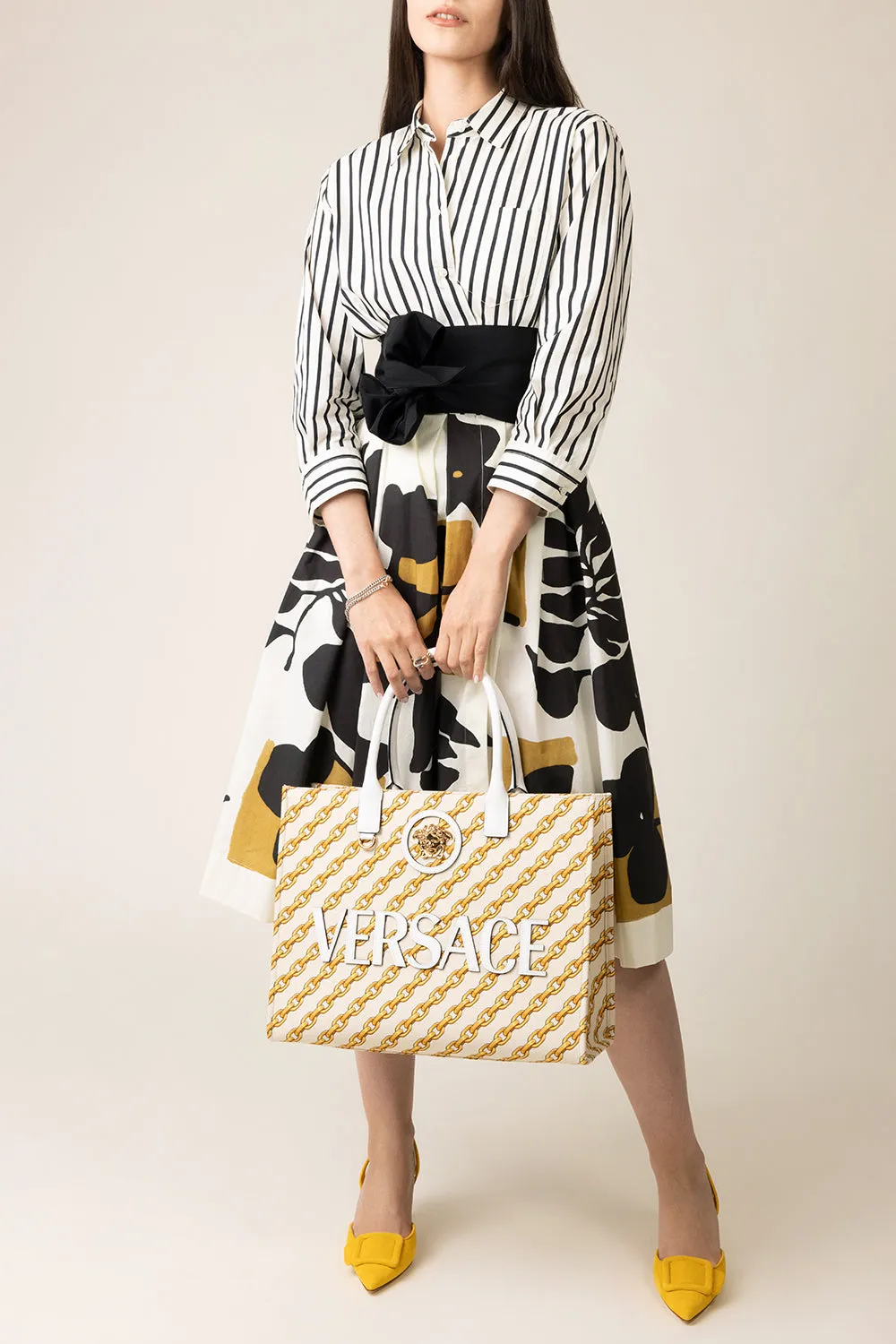 La Medusa Large Tote - Chain Stripes