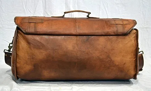 Leather Flap Weekend Duffel Travel Cabin Holdall Gym Sports Luggage 22 Inch