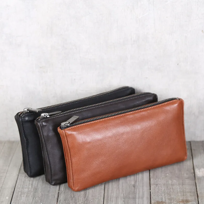 Minimalist Women Leather Clutch Wallet Black Leather Wallets for Women