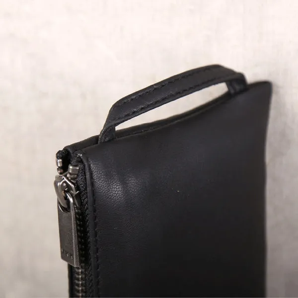 Minimalist Womens Soft Leather Wallet Black Clutch Purse for Women