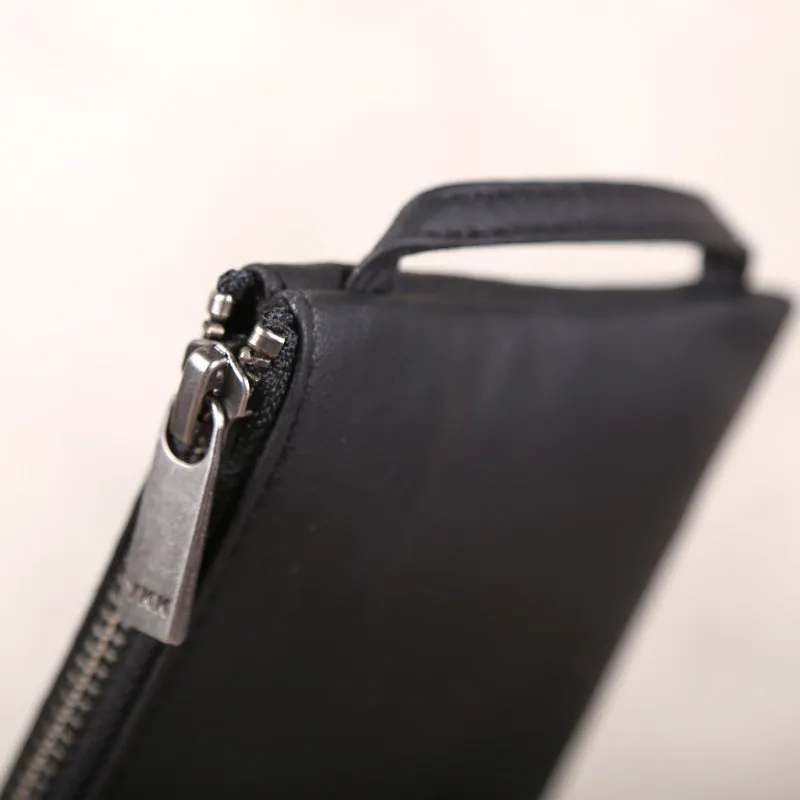 Minimalist Womens Soft Leather Wallet Black Clutch Purse for Women