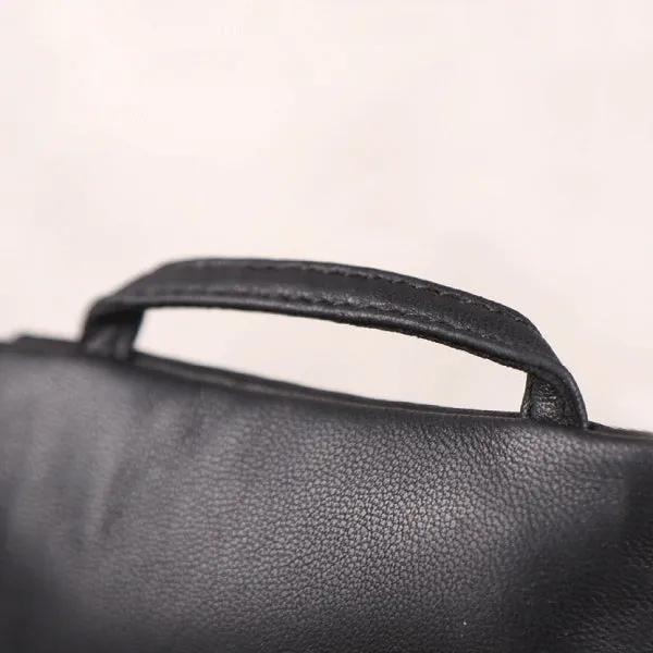 Minimalist Womens Soft Leather Wallet Black Clutch Purse for Women