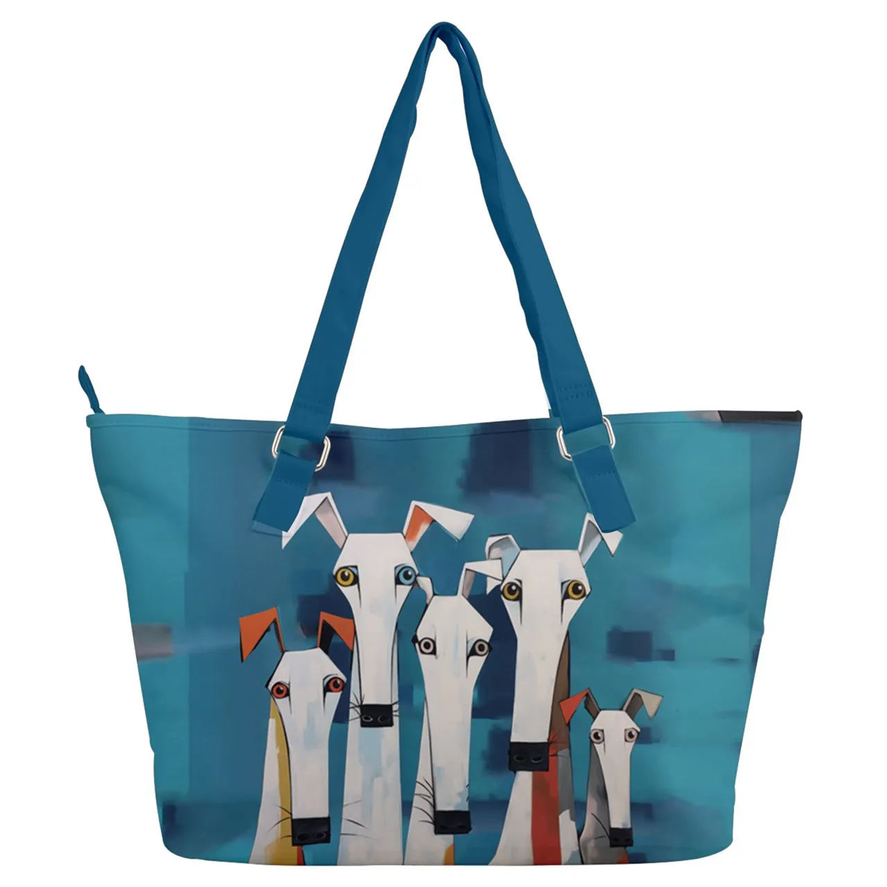 Original Elegant Dog Lover White Dog Art Zipper Tote