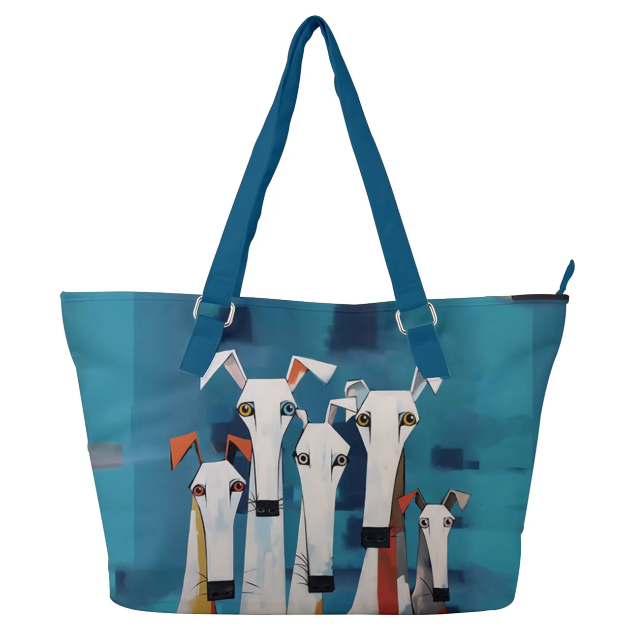 Original Elegant Dog Lover White Dog Art Zipper Tote