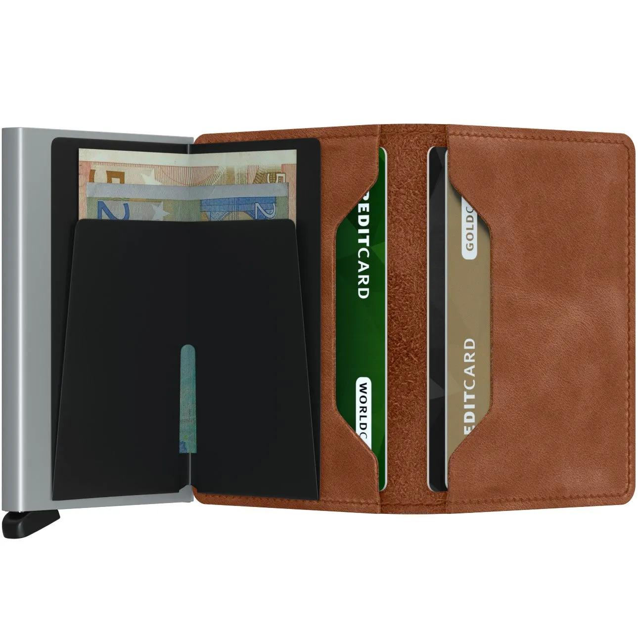 Slimwallet Vintage - Cognac-Silver
