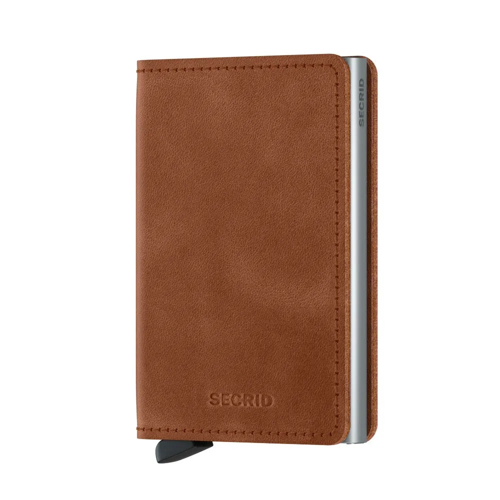 Slimwallet Vintage - Cognac-Silver