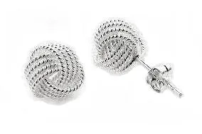 Small Classy Love Knot Post Stud Sterling Silver Earrings