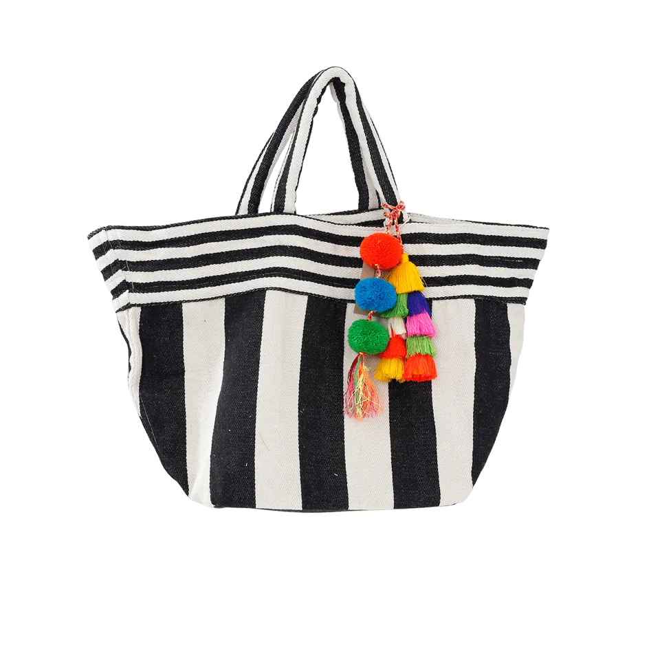 Striped Tassle Tote