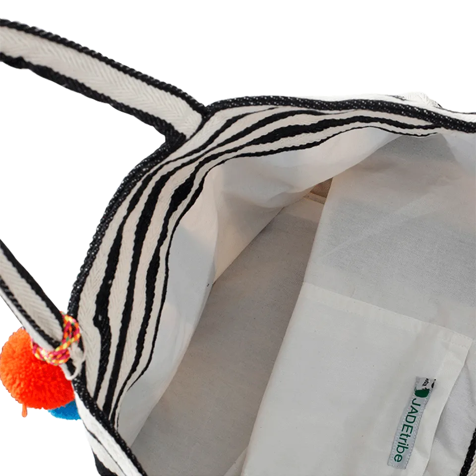 Striped Tassle Tote