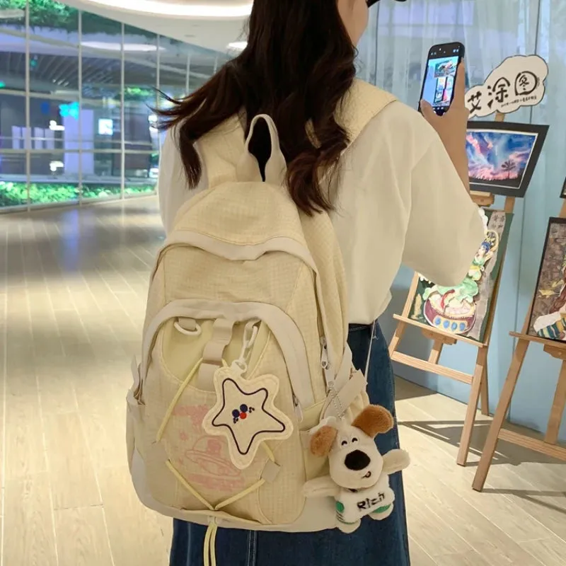 UAKISS  -  Casual Solid Interior Compartment Backpacks Softback 2024high Quality Bags for Women Interior Zipper Pocket Nylon Backpacks